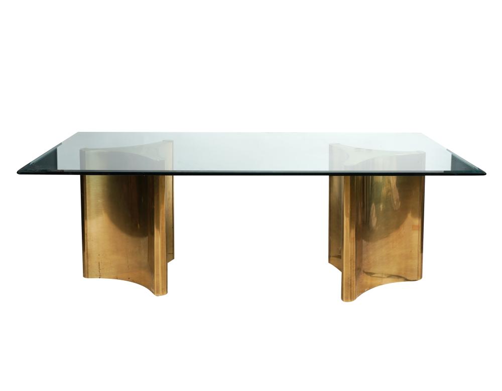 Appraisal: MASTERCRAFT BRASS GLASS DINING TABLEunsigned the rectangular beveled glass top