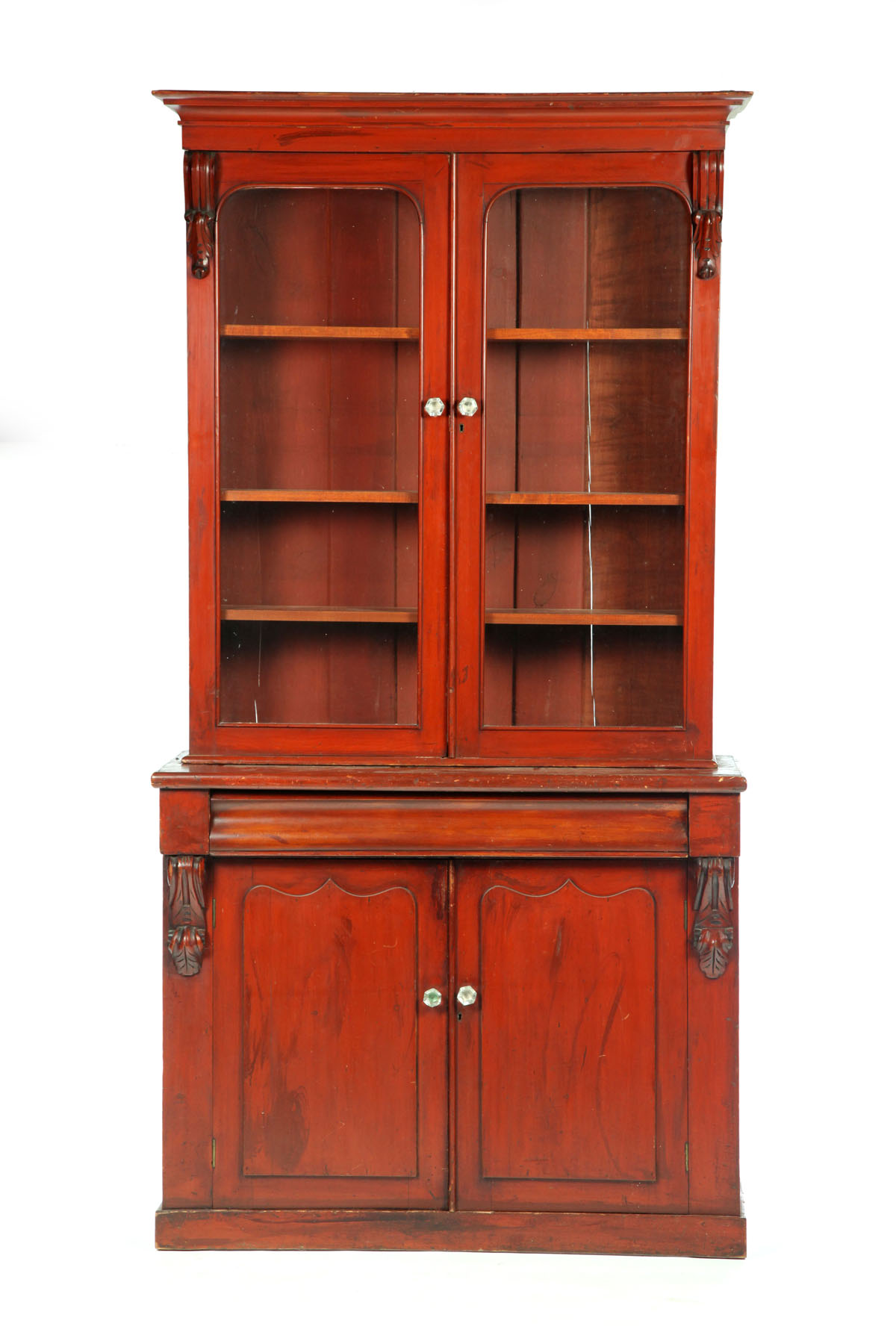 Appraisal: TWO PIECE STEP BACK BOOKCASE English mid th century pine