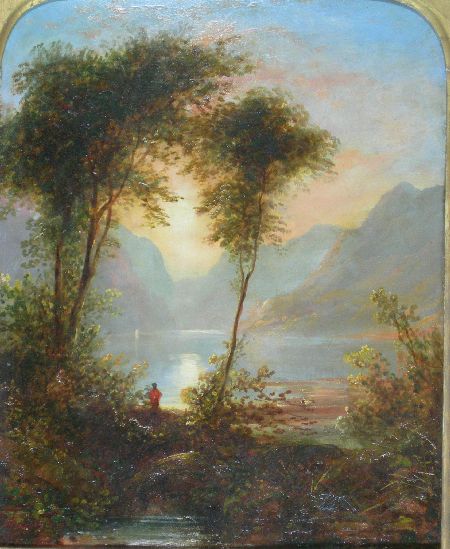 Appraisal: TH CENTURY SCOTTISH SCHOOL A LOCH SCENE Oil on panel