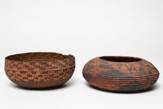 Appraisal: Antique Native American Woven Containers American Indian basketry the first