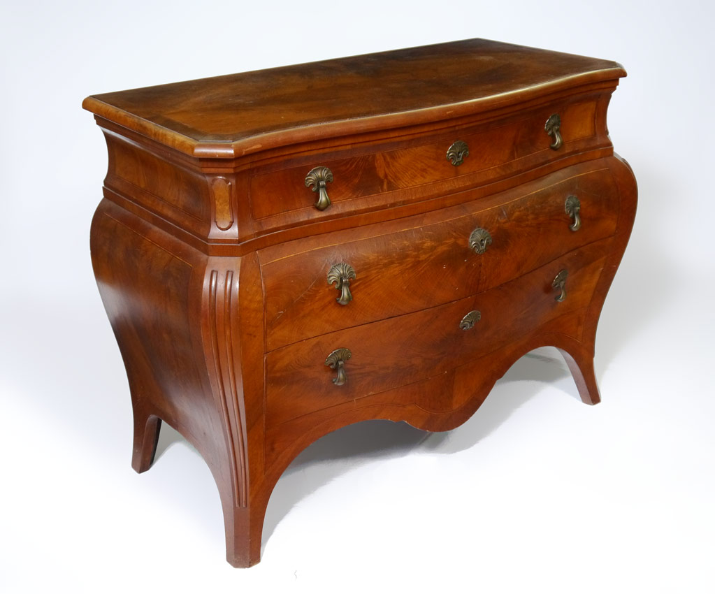 Appraisal: WALNUT BOMBAY COMMODE CHEST Inlay and banded top over a