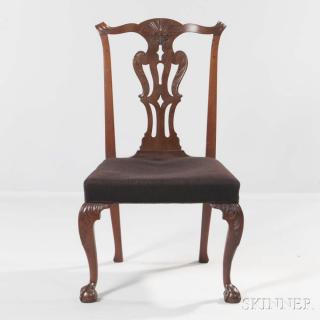 Appraisal: Carved Mahogany Side Chair Boston Massachusetts c - with serpentine