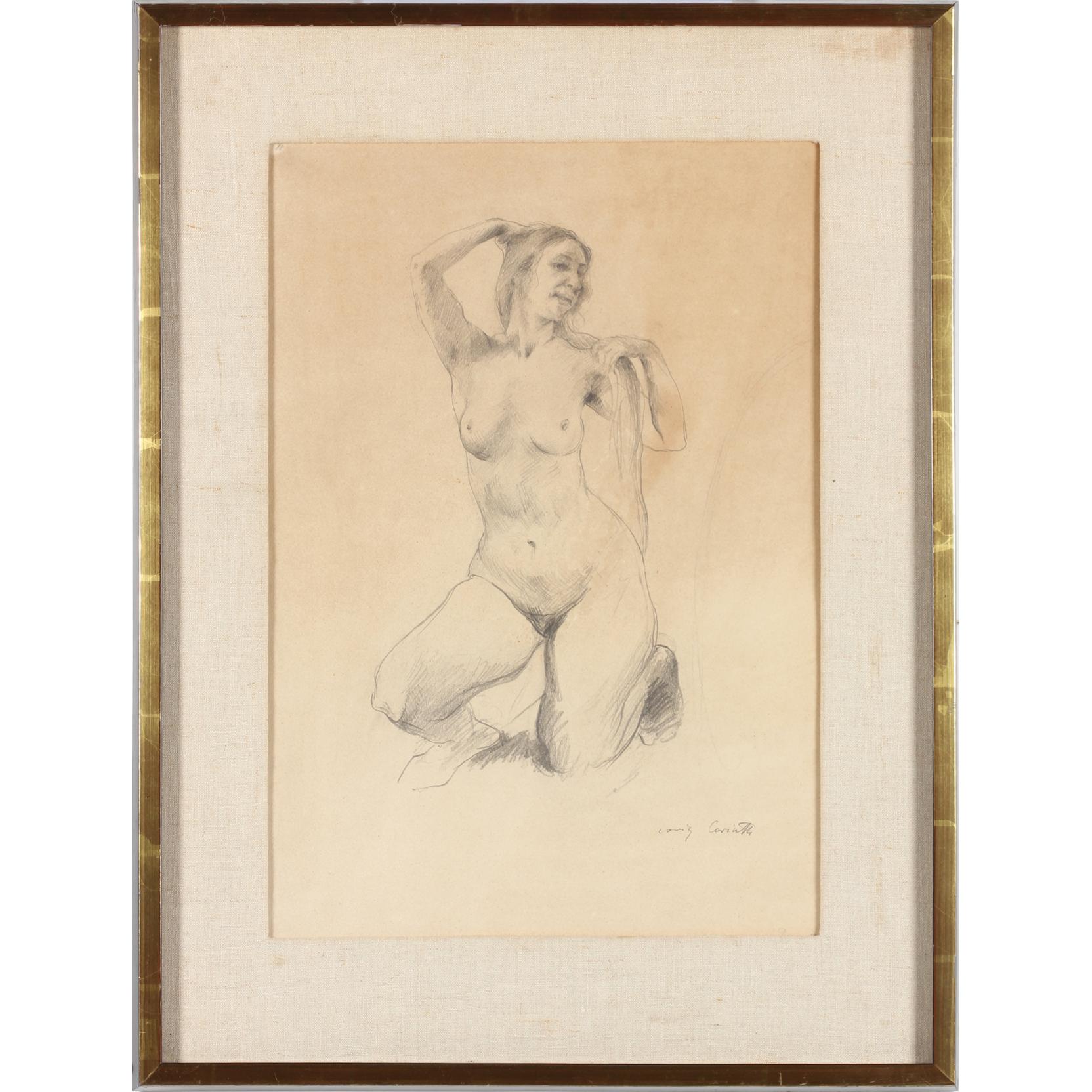 Appraisal: Lovis Corinth German - Female Nude graphite on paper signed