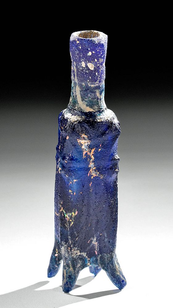 Appraisal: Rare Islamic Glass Molar Flask - Cobalt Blue Originally Listed