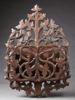 Appraisal: Black Forest Style Pierce Carved Mahogany Wall Rac Black Forest