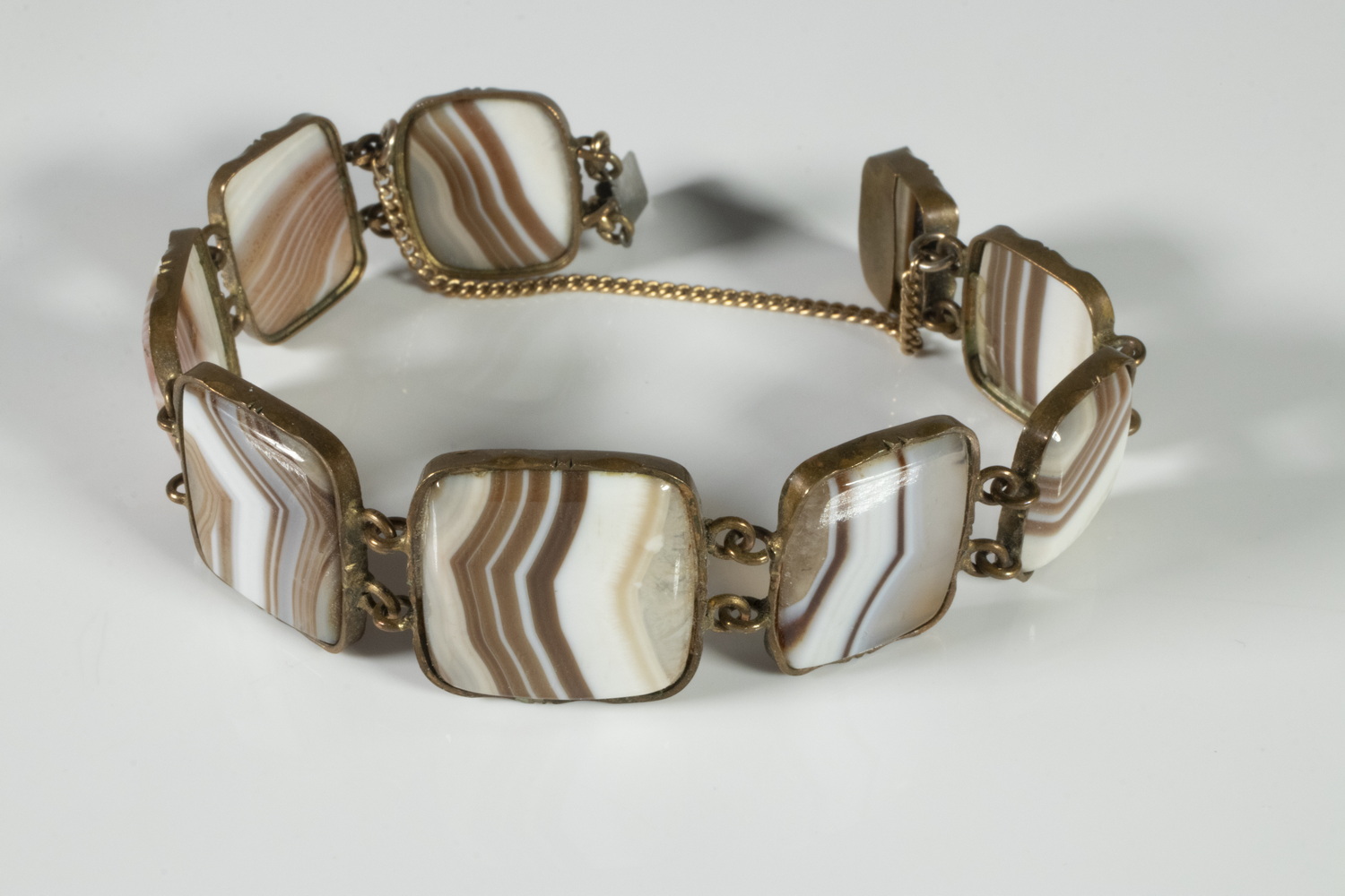 Appraisal: SCOTTISH AGATE BRACELET Circa Scottish Stone Bracelet with nine graduated