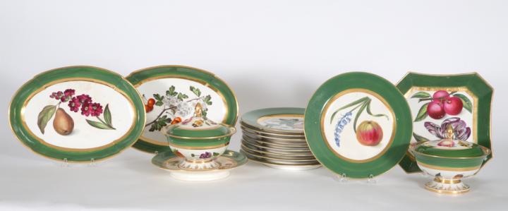 Appraisal: English Porcelain Dessert ServiceCirca - Comprising fifteen plates four square