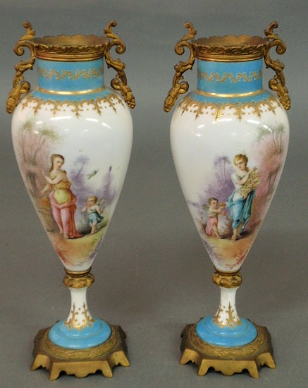 Appraisal: Pair of Paris porcelain vases th c Sevres style with