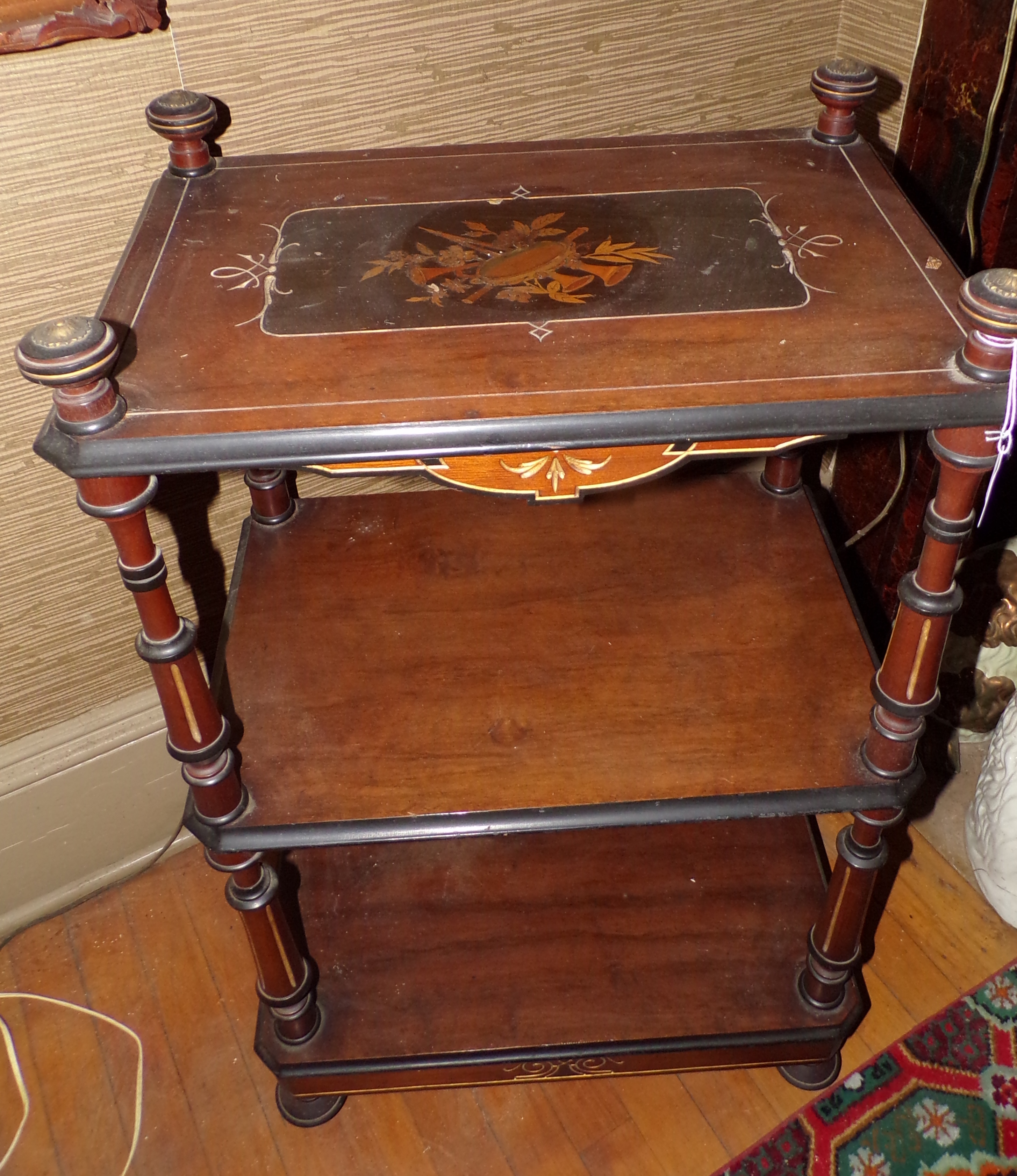 Appraisal: Bookshelf Music stand shelves with in-laid wood in a musical