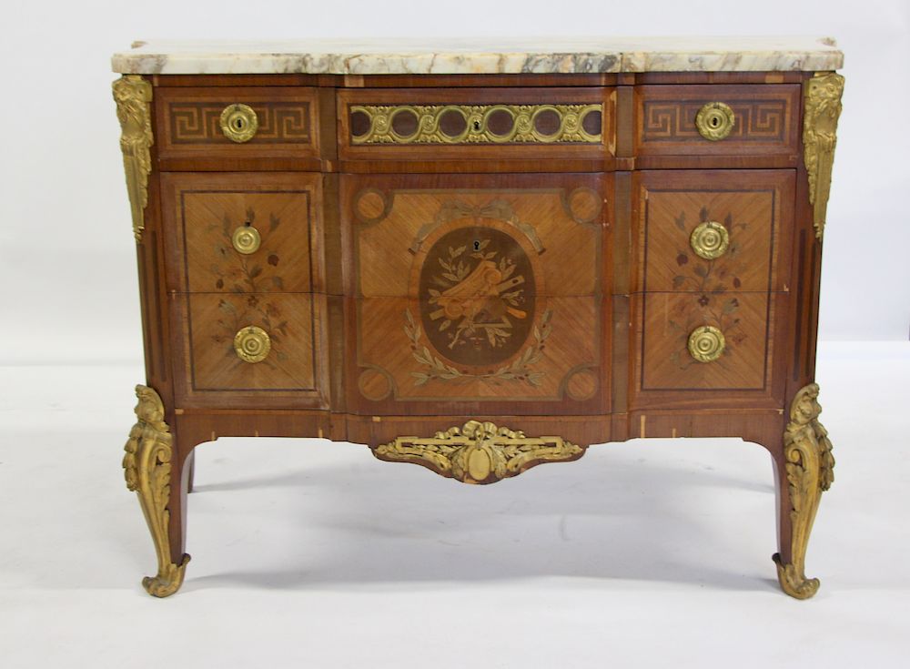 Appraisal: Fine Quality Louis XV Style Bronze Mounted And Inlaid Comode