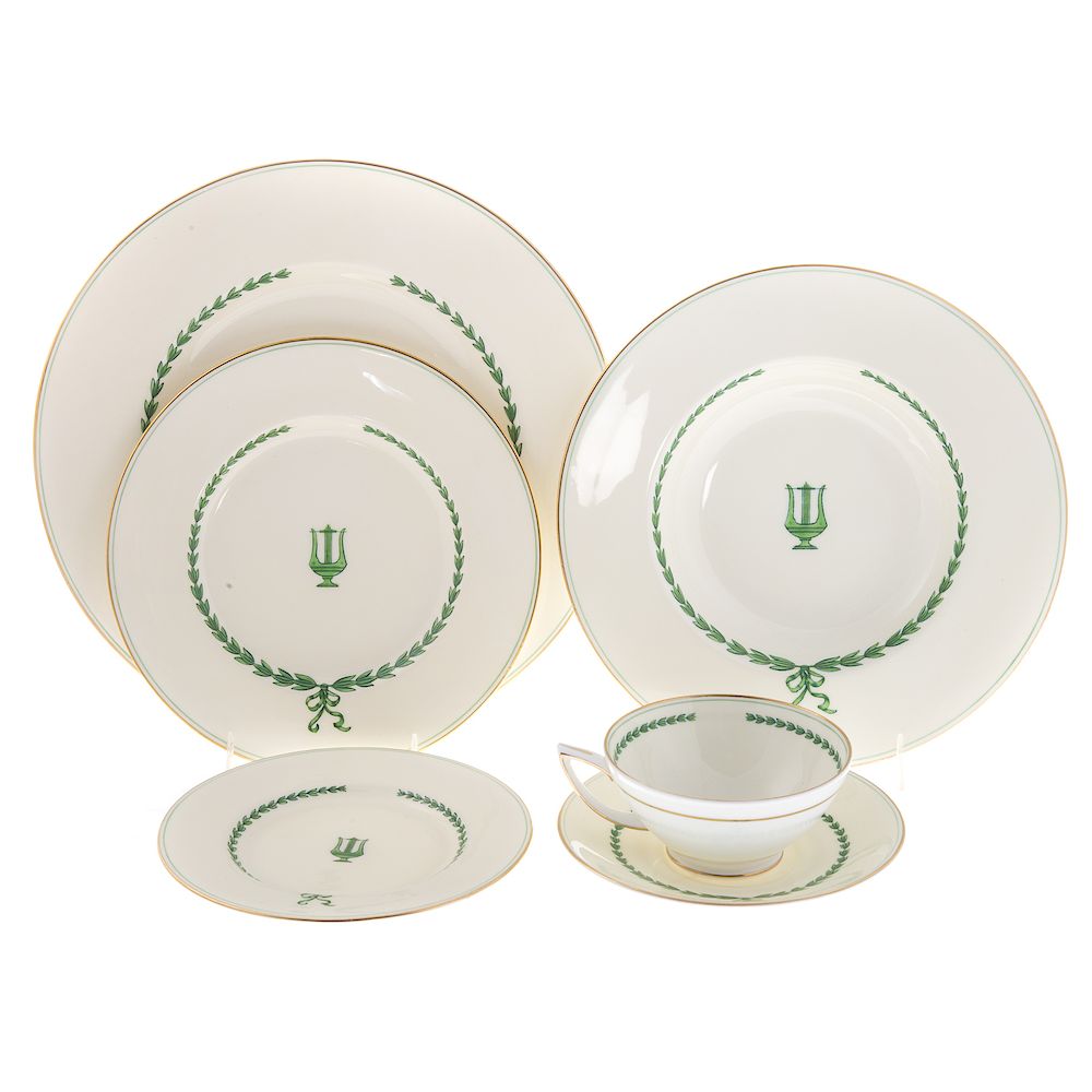 Appraisal: Minton China Green Lyre Partial Dinner Service pieces comprising dinner