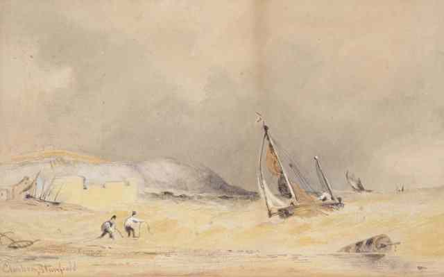 Appraisal: WILLIAM CLARKSON STANFIELD - 'A SHIP COMING INTO SHORE' watercolour