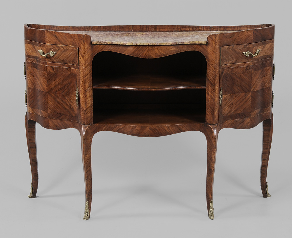 Appraisal: Louis XV Style Parquetry and Marble- Top Server French late