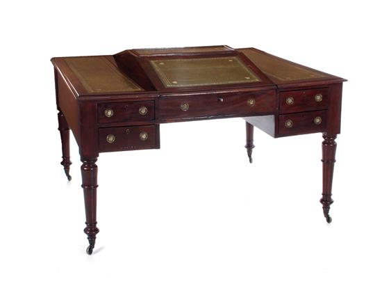 Appraisal: William IV mahogany double architect's desk circa leather inset top