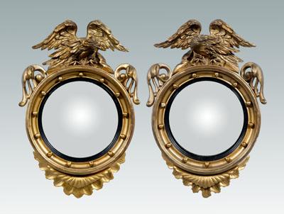 Appraisal: Pair eagle carved girandole mirrors carved and gilt wood with