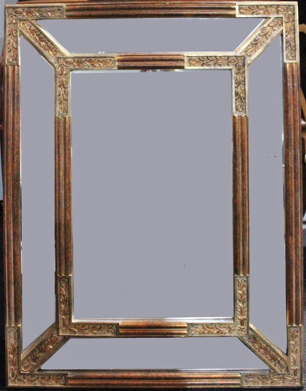 Appraisal: LARGE NEOCLASSICAL STYLE BRASS DOUBLE FRAMED BEVELED WALL MIRROR h