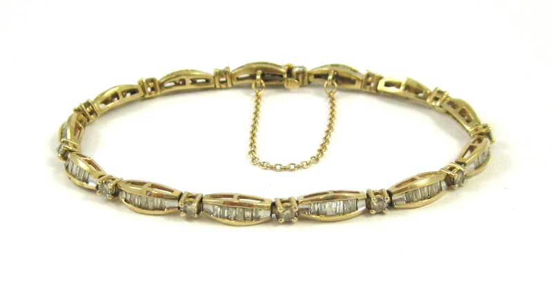 Appraisal: DIAMOND AND TEN KARAT GOLD BRACELET measuring inches in length