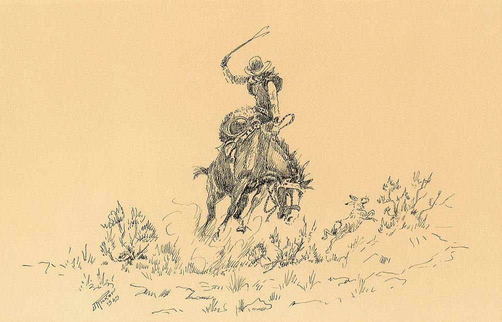 Appraisal: J Pricker Untitled Cowboy Roping J Pricker th Century Untitled