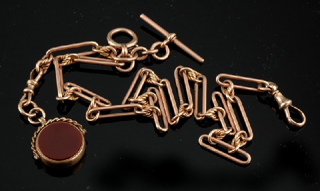 Appraisal: AN EDWARDIAN GOLD FOB CHAIN Circa The ct rose gold