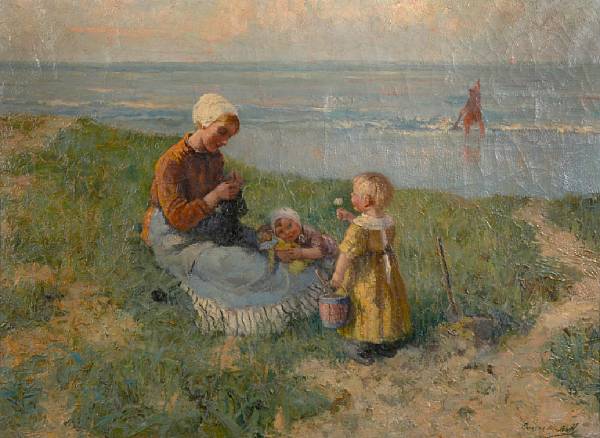 Appraisal: Carl Eugene Mulertt American - Family Outing at the Shore