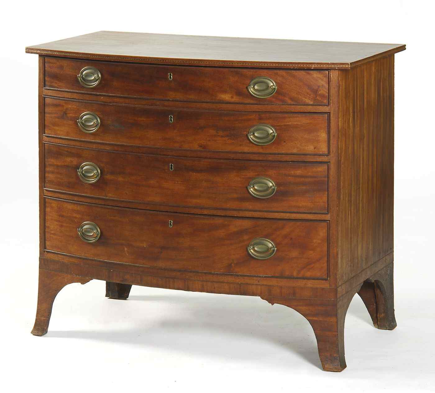 Appraisal: ANTIQUE AMERICAN HEPPLEWHITE BOWFRONT CHESTBoston Arera Circa In mahogany Original