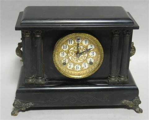 Appraisal: AMERICAN MANTEL CLOCK The Sessions Clock Co the rectangular ebonized