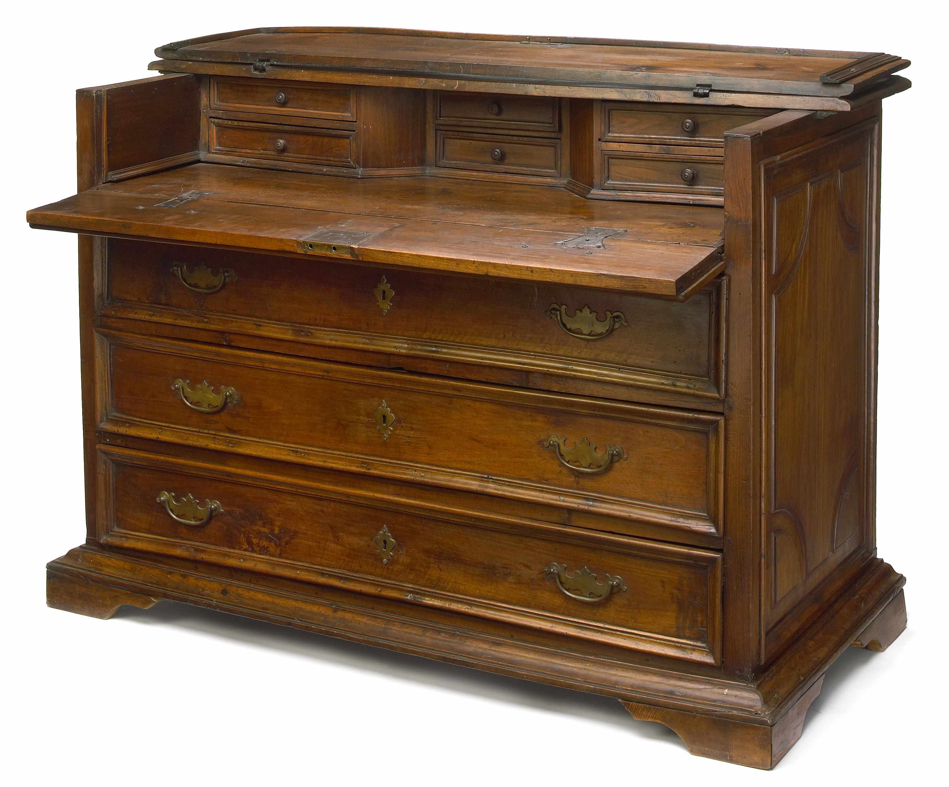 Appraisal: An Italian Baroque style walnut secretary incorporating antique and later