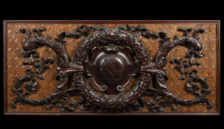 Appraisal: Good Large French Carved Beechwood and Mahogany-Stained Oak Overdoor Panel