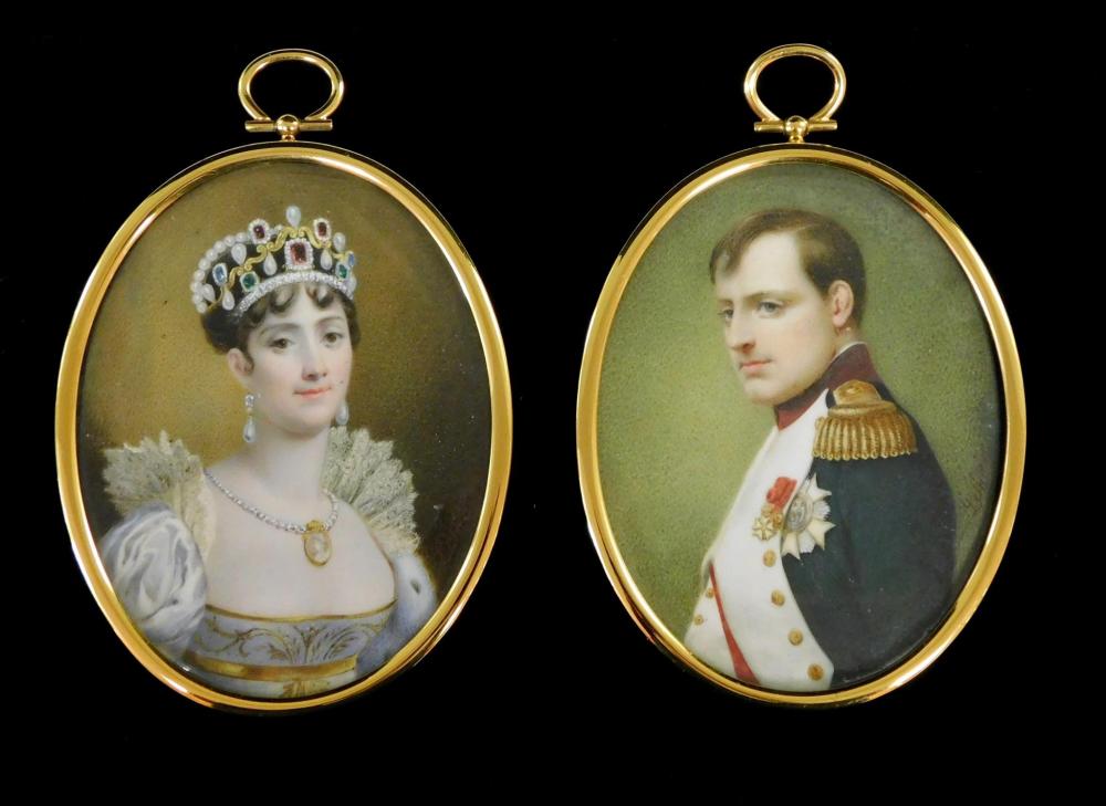 Appraisal: Two miniatures on ivory Napoleon Emperor of France and Josephine