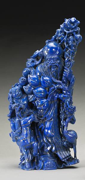 Appraisal: A lapis lazuli Shoulao th Century The long-bearded god of