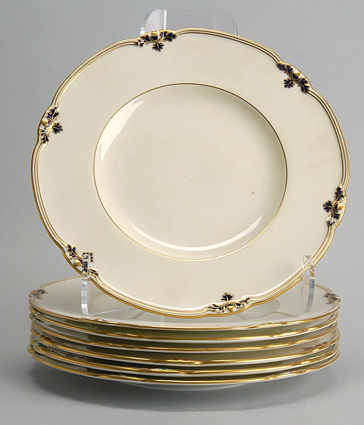 Appraisal: SEVEN ASSORTED ROYAL CROWN DERBY DINNER PLATES imported by Wm