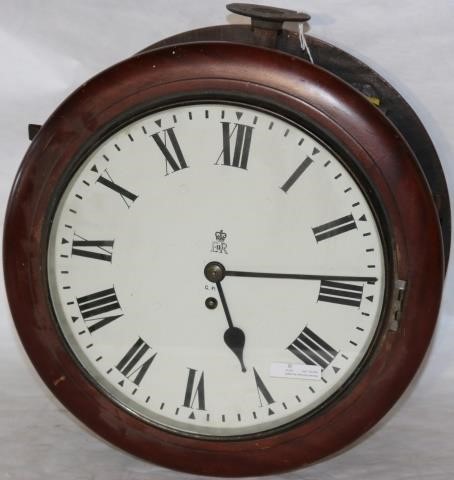 Appraisal: CA ENGLISH DOUBLE SIDED GALLERY CLOCK PROBABLY FROM A RAILROAD