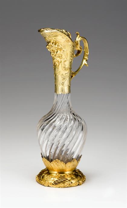 Appraisal: German silver gilt and molded glass ewer late th century