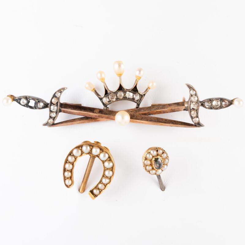 Appraisal: Miscellaneous Group of Pins Including a gold and seed pearl