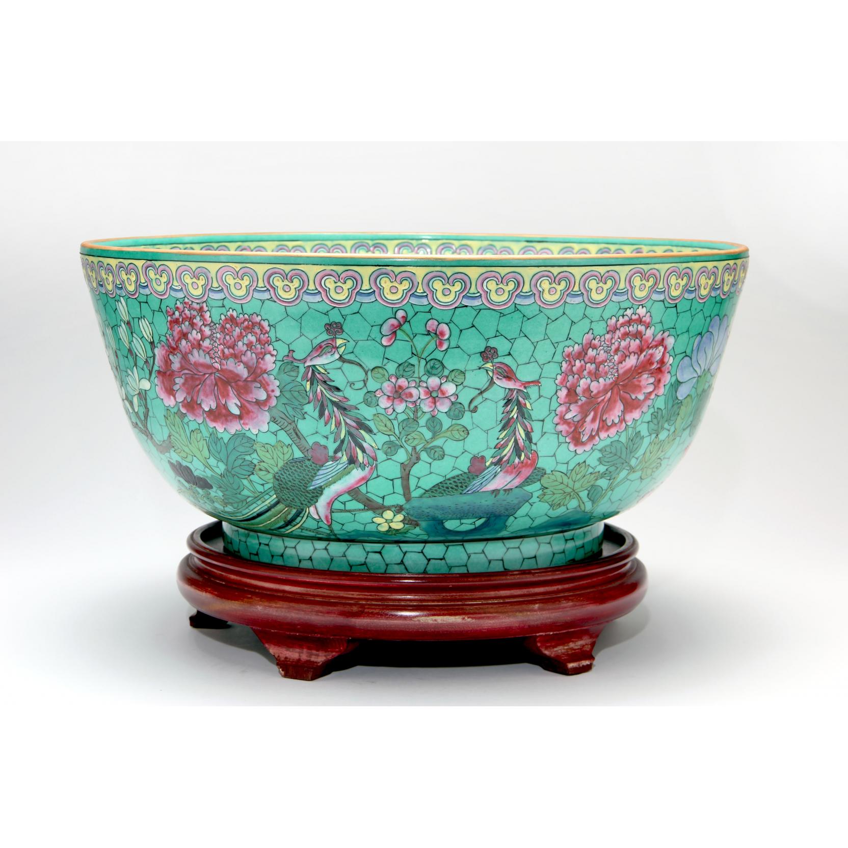 Appraisal: Monumental Straits Porcelain Center Bowl with red stamped six-character mark