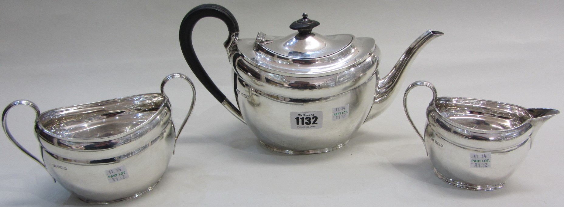 Appraisal: A silver three piece tea set comprising a tea pot