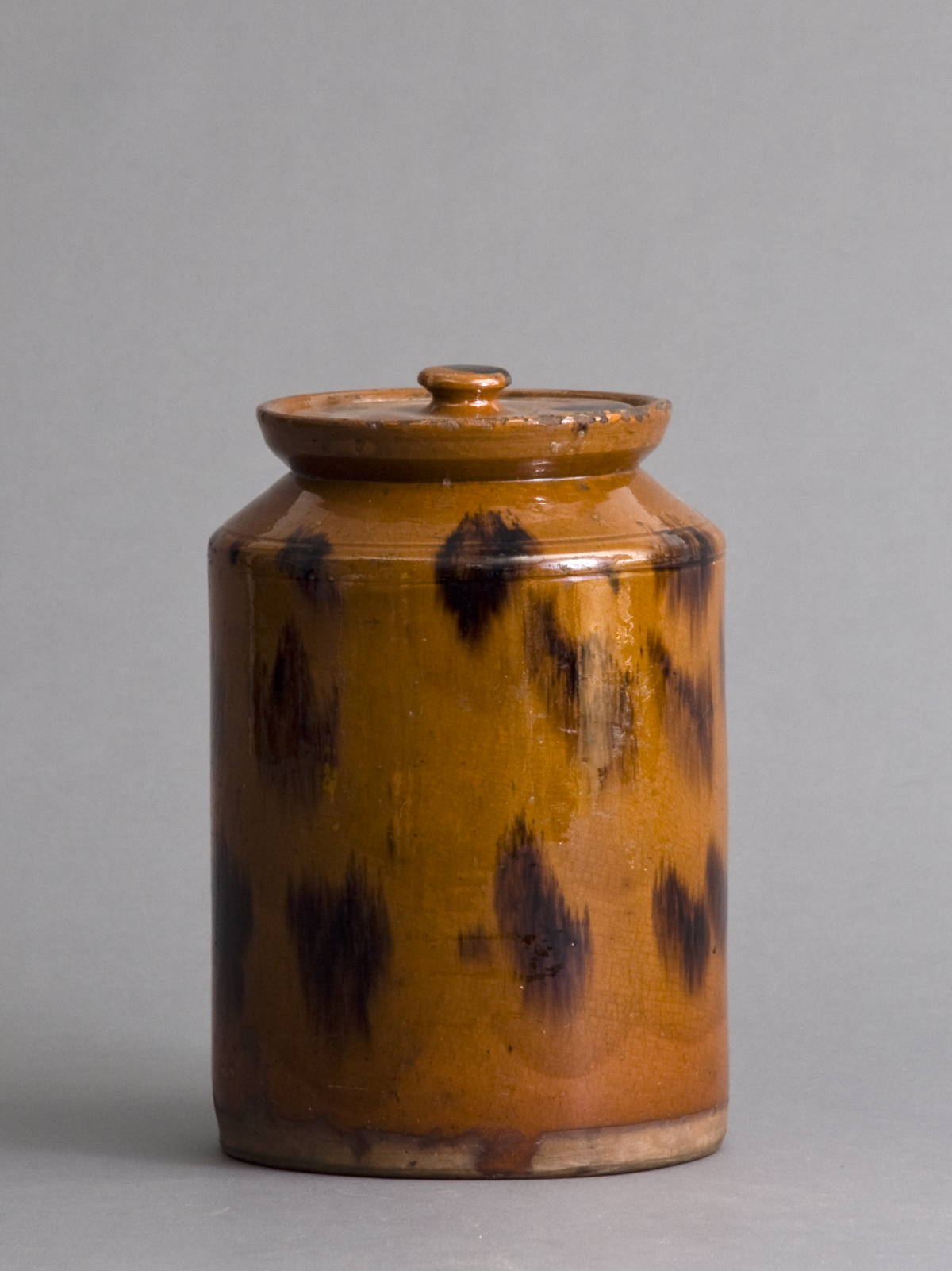 Appraisal: AMERICAN REDWARE COVERED STORAGE JAR Height inches