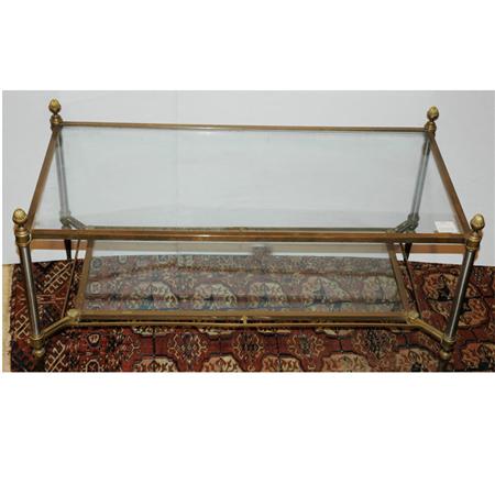 Appraisal: Neoclassical Style Brass and Glass Low Table Estimate -