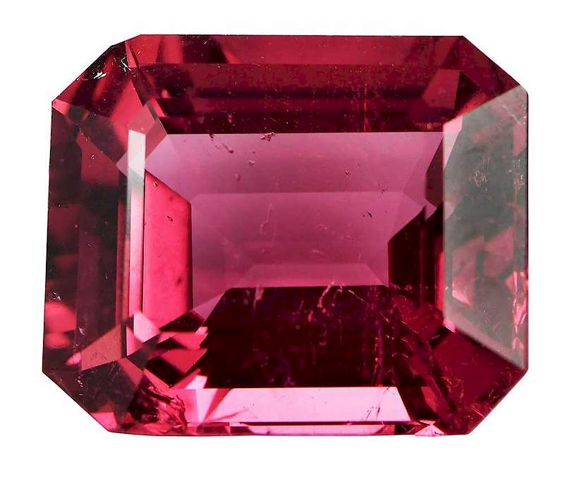 Appraisal: ct Rubelite Tourmaline loose stone emerald cut estimated weight cts