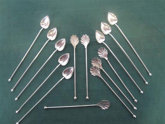 Appraisal: TWO SETS OF SILVER ICED TEA SPOONS sterling leaf form