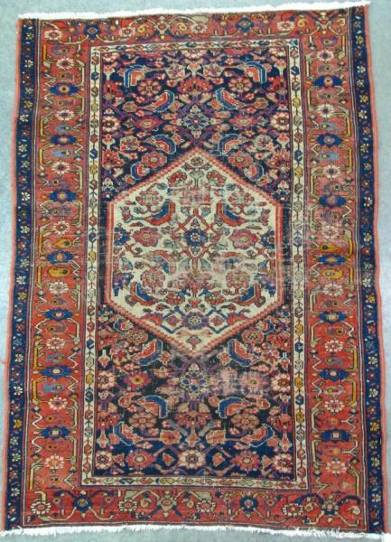 Appraisal: Antique Oriental Area Rug Persian tribal design blue field with