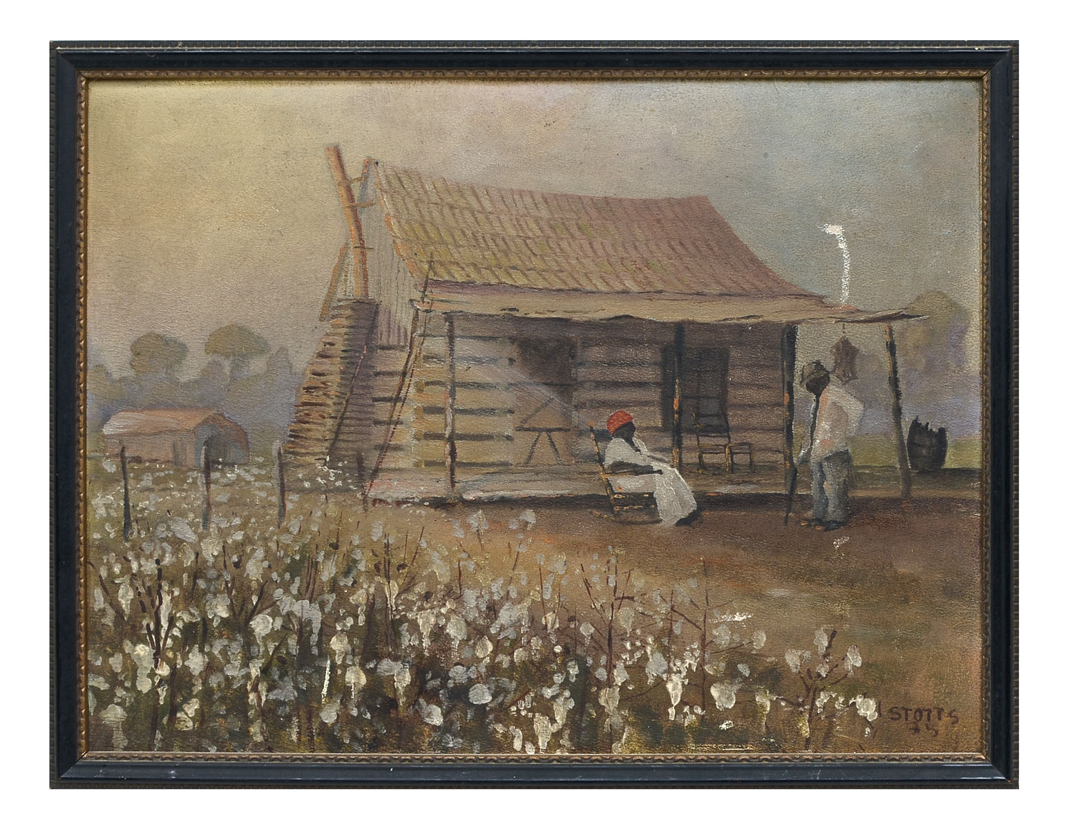 Appraisal: BLACK AMERICAN OIL BOARD SIGNED STOTTS '' x '' Believed