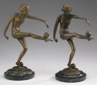 Appraisal: After Karl Tutter Art Deco nude bronzes After Karl Tutter