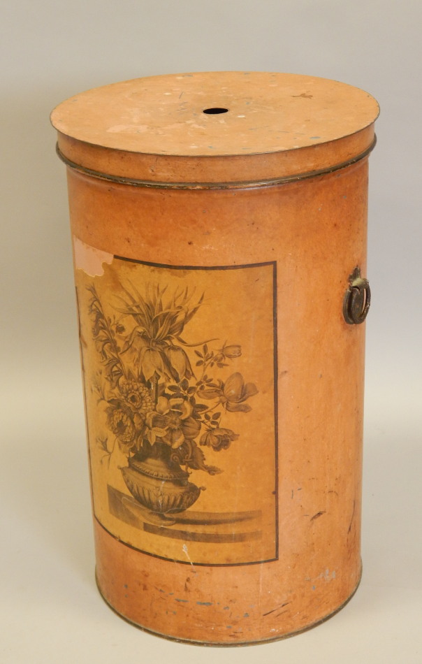 Appraisal: A painted two handled umbrella or stick stand applied with