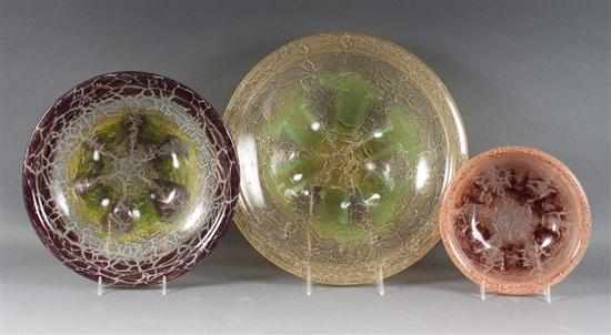 Appraisal: Three WMF Ikora glass bowls circa to in Diam Estimate