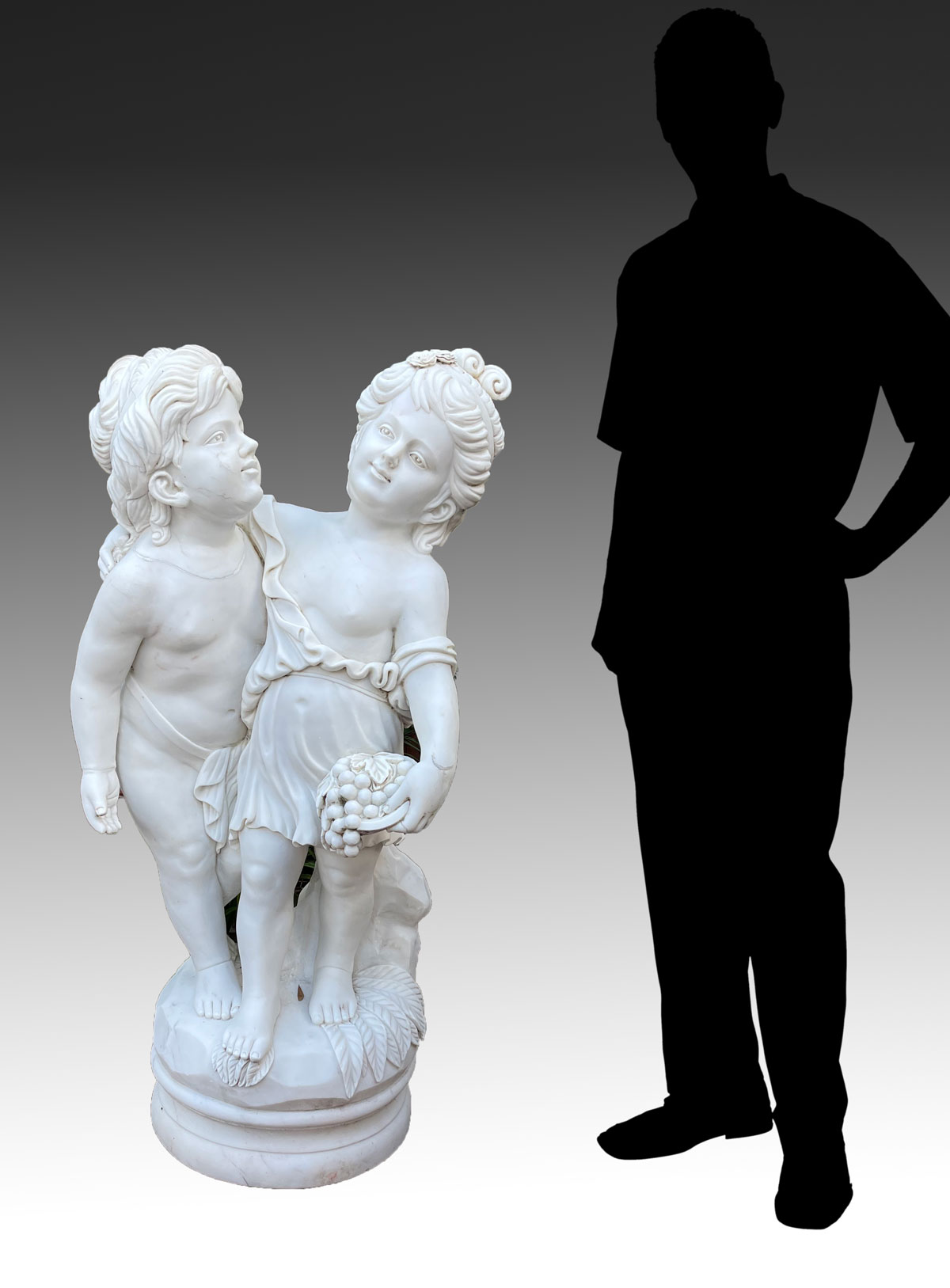 Appraisal: LARGE MARBLE SCULPTURE OF CHILDREN '' h Frolicking young children