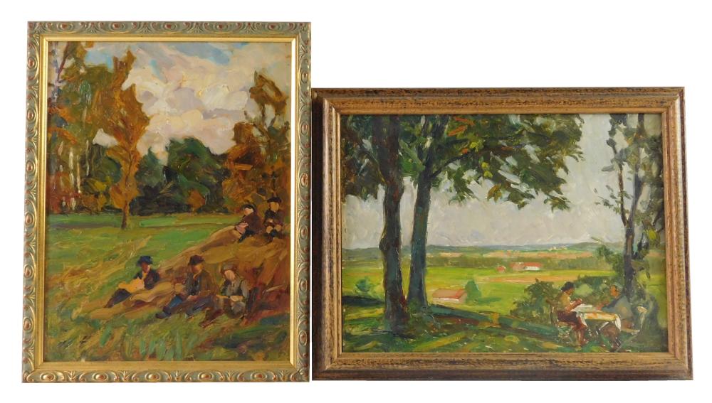 Appraisal: Otto Antoine German - two oils on panel the first