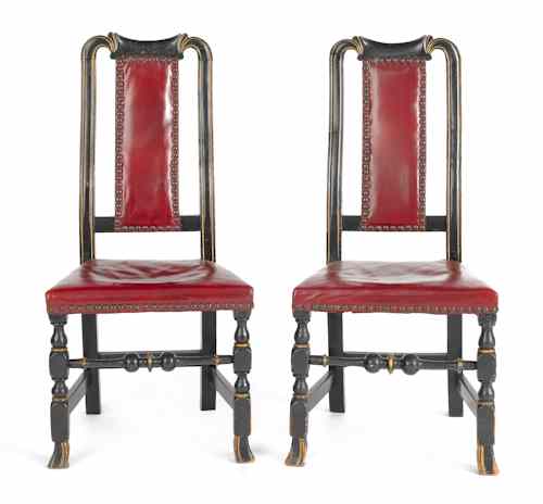 Appraisal: Pair of Boston Queen Anne maple dining chairs ca with