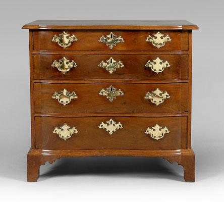 Appraisal: Massachusetts Chippendale diminutive chest mahogany with pine secondary reverse serpentine