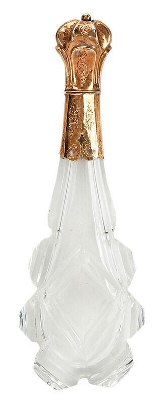 Appraisal: Cut Glass Scent Bottle with kt Gold Top Continental probably